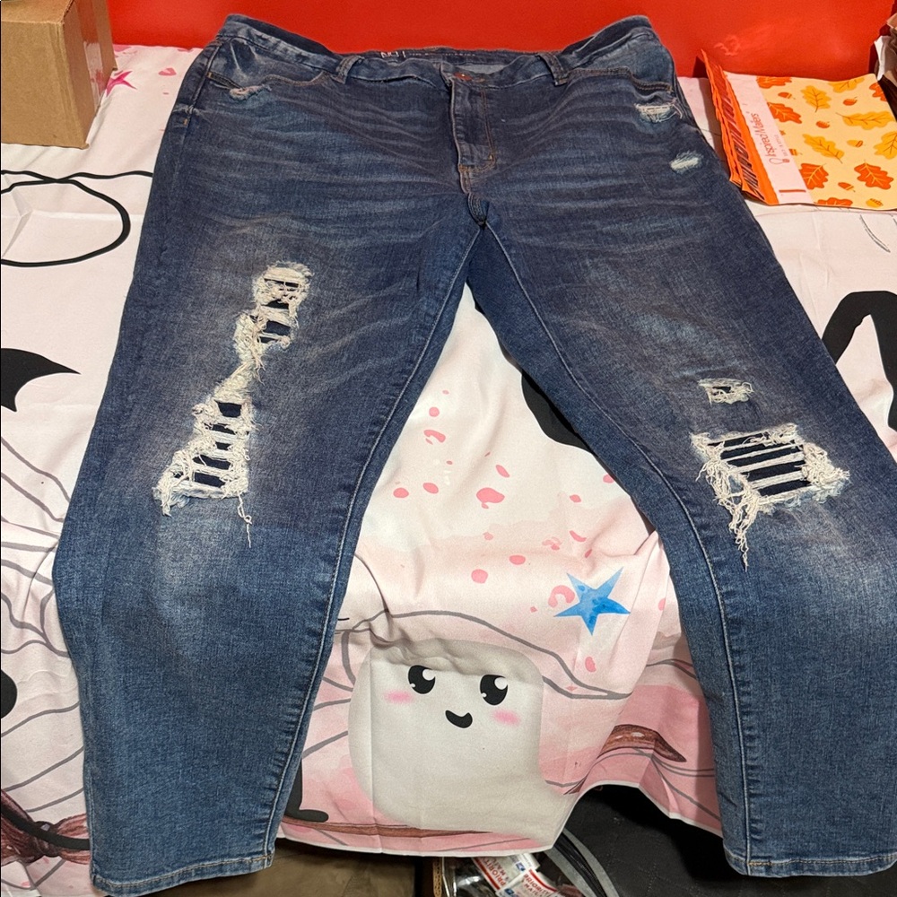Distressed Blue Jeans